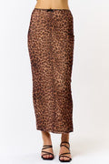 Leopard Print Midi Slip Skirt