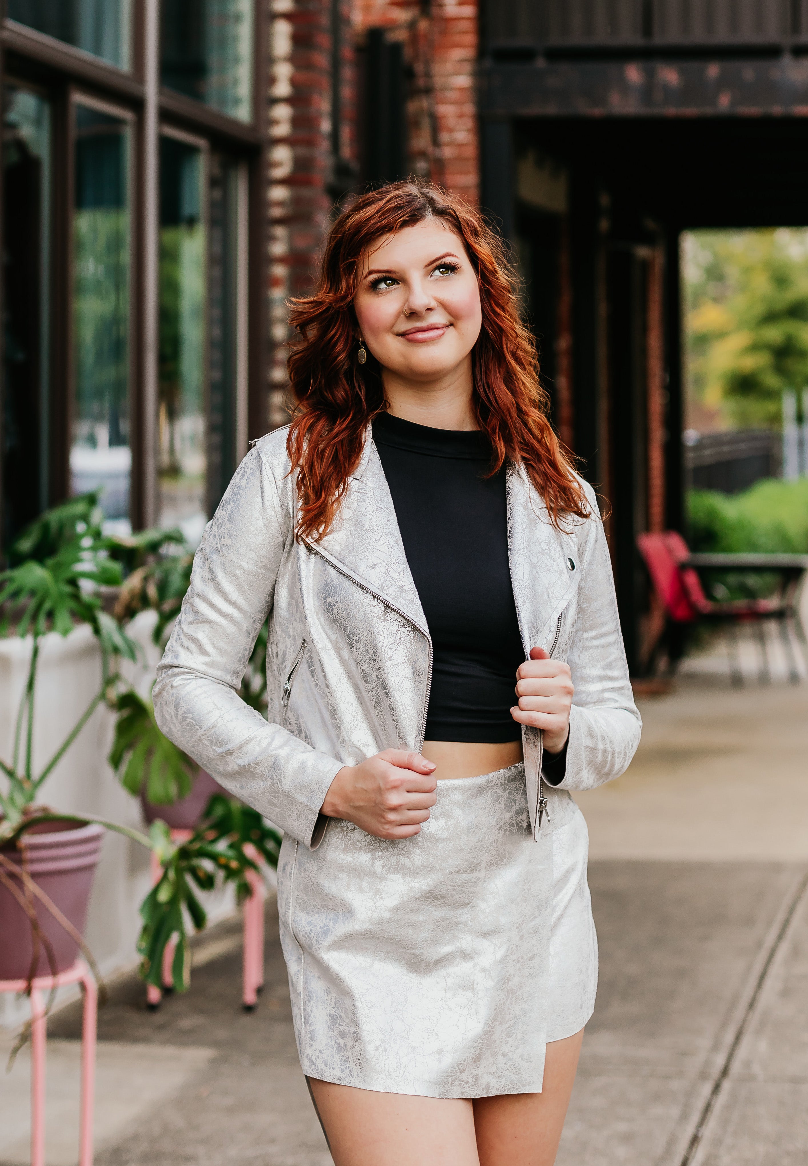Metallic Asymmetrical Wrap Skort