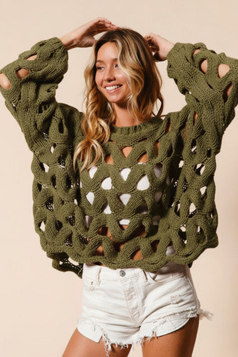 Chunky Open Knit Oversized Sweater image 0